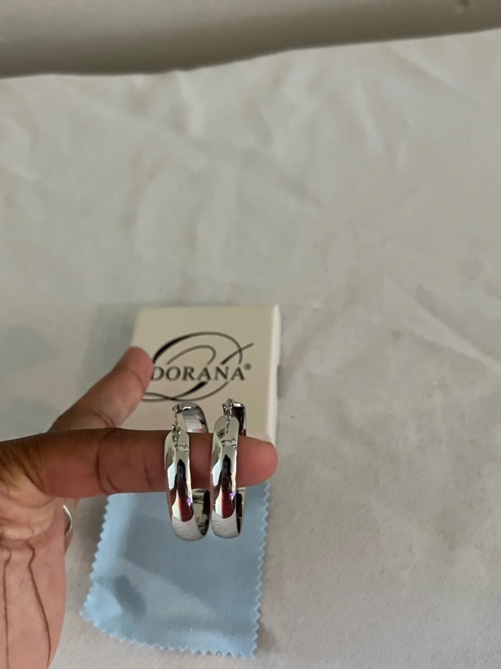 Dorana .925 Sterling Silver Hoop Earrings Polished Classic Medium Hoops